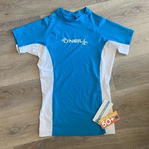 NWT O'Neill Electric blue and white quick dry 50+UPF shirt Size medium